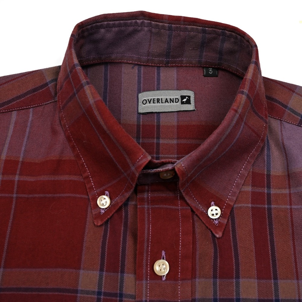 Overland Shirt Men's Long Sleeve Plaid Button Down Preppy Pocket Medium 3 - Picture 6 of 9